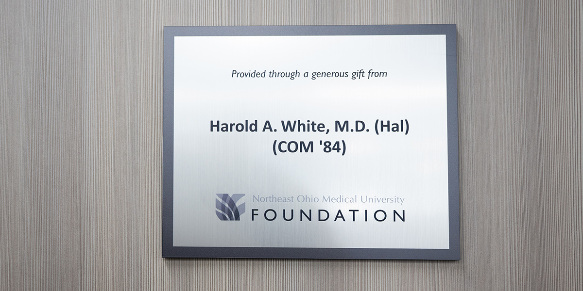 Plaque recognizing a donation from Hal White