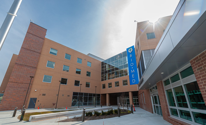 biomed-716 Sunlit entrance to the Bio-Med Science Academy STEM School