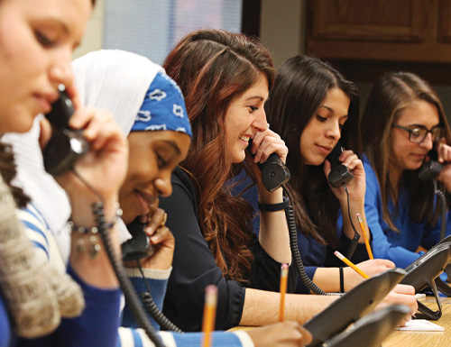 contact-us-500 NEOMED students placing phone calls for Phonathon.