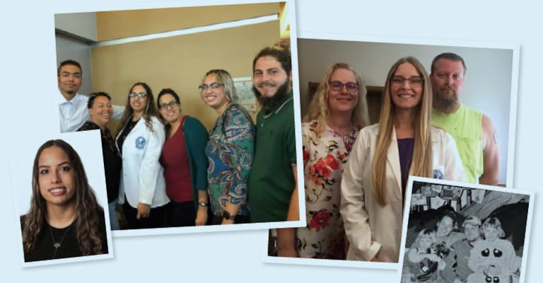 A collage of medicine students with their parents and family members.