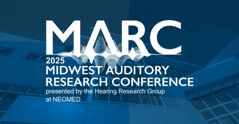 The logo for the Midwest Auditory Research Conference, which NEOMED will host in June 2025.