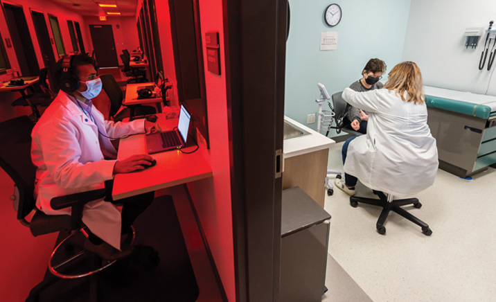 standardized-patient-716 Standardized patient and student being observed in the Wasson Center.