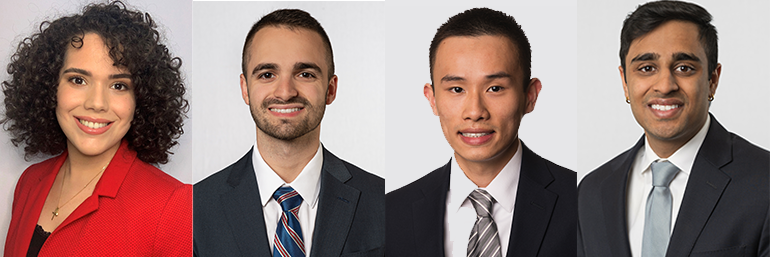Portraits of one woman and three men, side by side